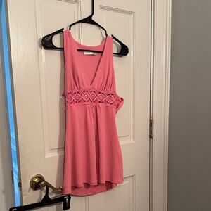 Susana Monaco Pink Crochet Detail Tank Top